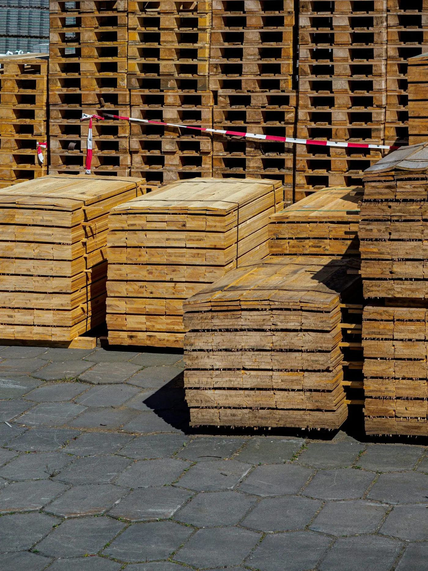 Palletized inventory in an industrial yard